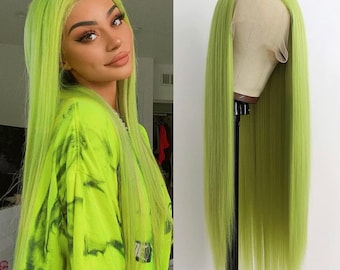 22” Green straight Lace Front Wig *NEW*