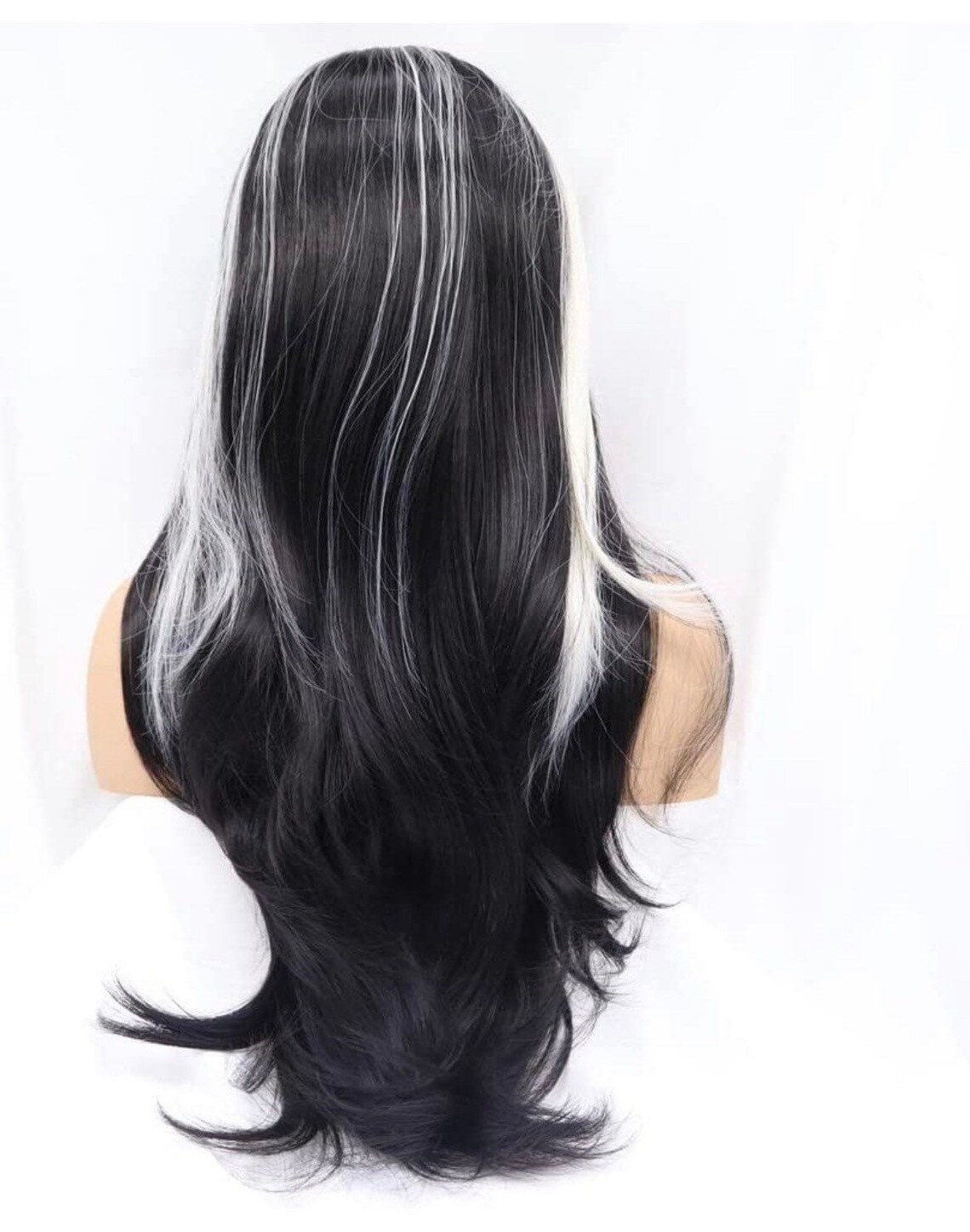 22 Black & White Split Dye Natural Straight Lacefront Wig - Etsy
