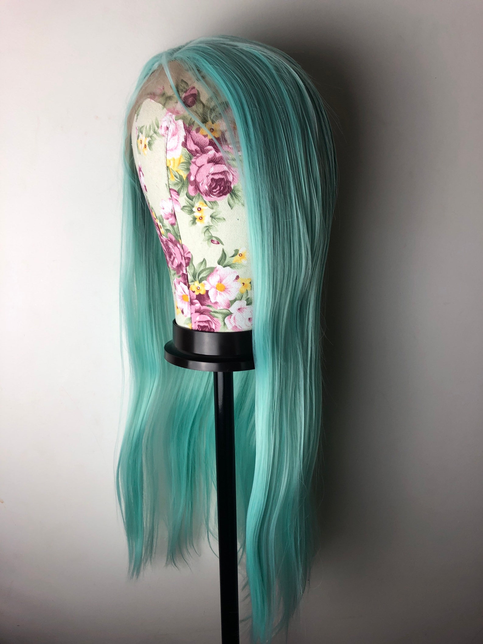 22 Mint Green Straight Lace Front Wig for Woman Etsy