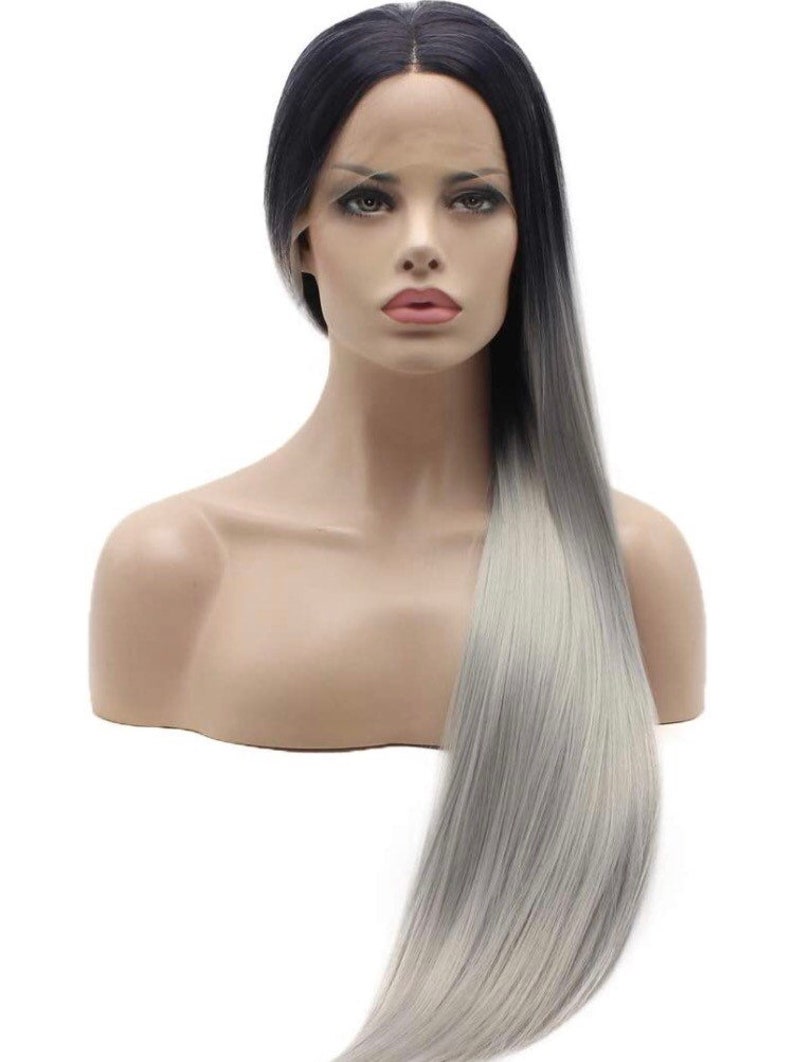 28 grey ombre straight long lace front wig NEW Arrives New imagem 4