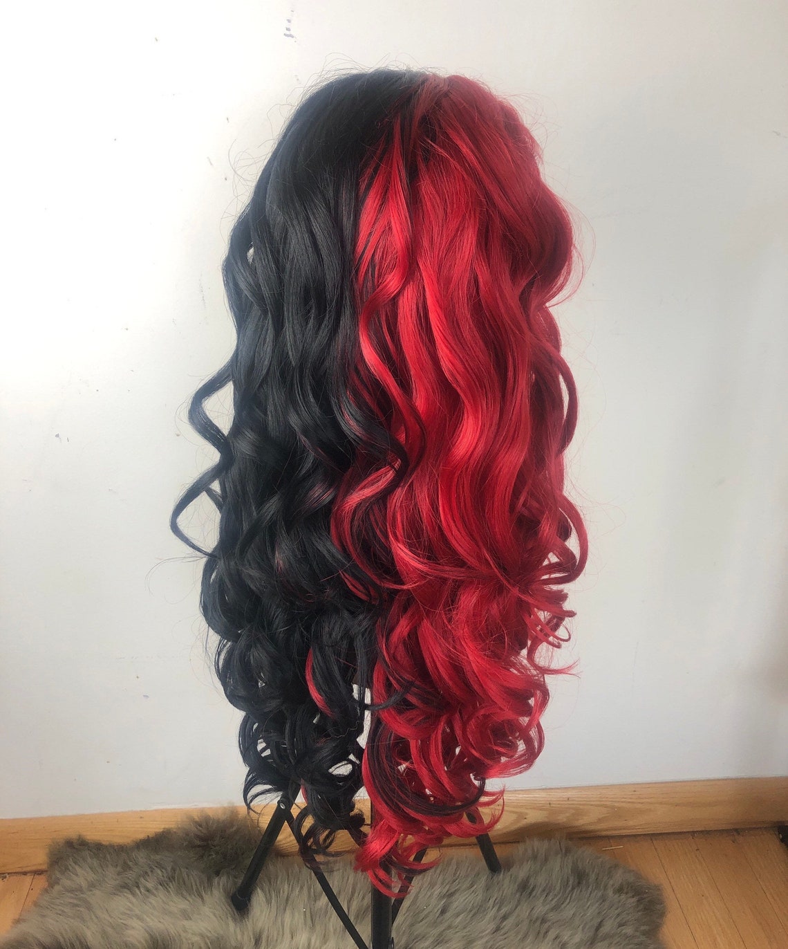 24 Red & Black 2 Tone Split Dye Lace Front Wig . Arrives New Etsy Canada