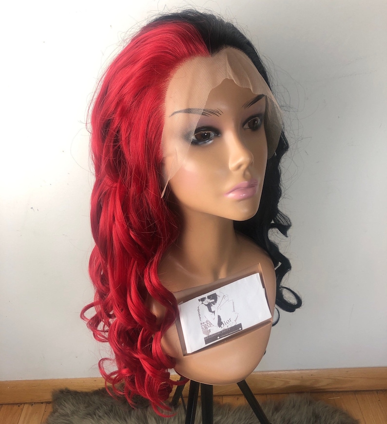 24 Red & Black 2 Tone Split Dye Lace Front Wig . Arrives New Etsy Canada