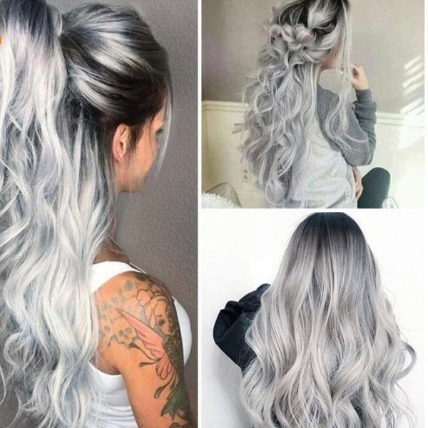 26” grey ombre body wavy long lace front wig *NEW* Arrives New