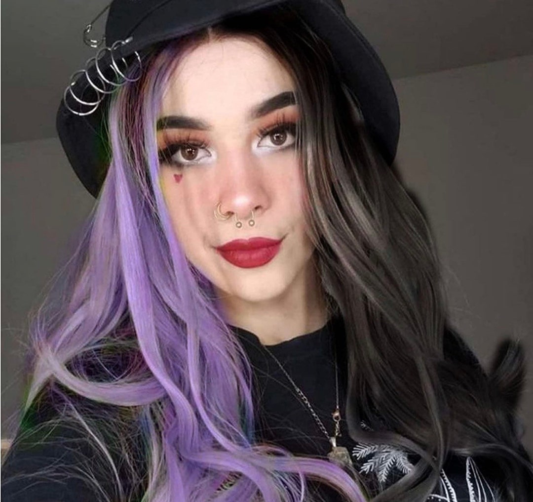 22 Purple & Black Split Dye Body Wavy Lacefront Wig ARRIVES Etsy