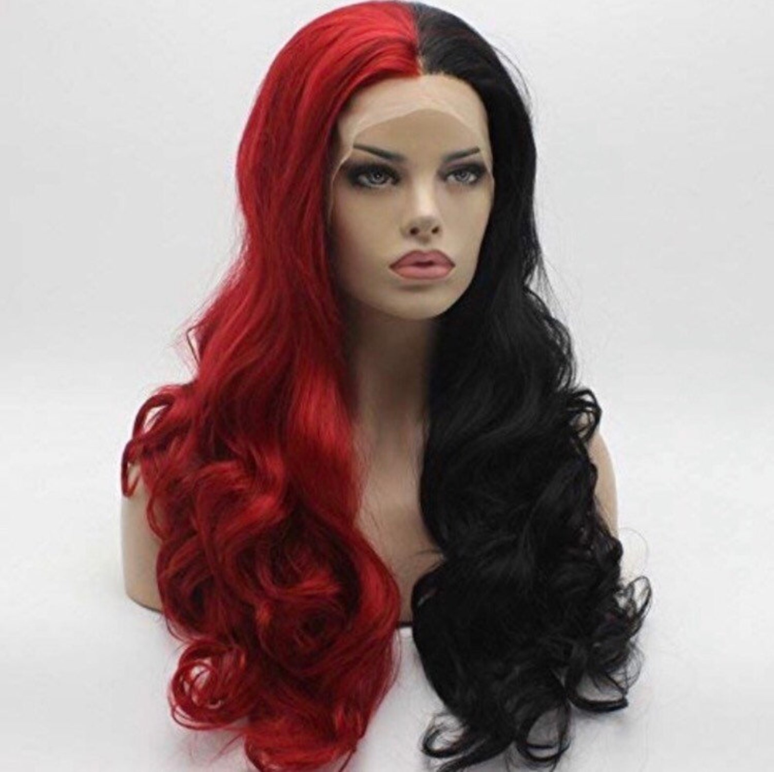 24 Red & Black 2 Tone Split Dye Lace Front Wig . Arrives New Etsy Canada