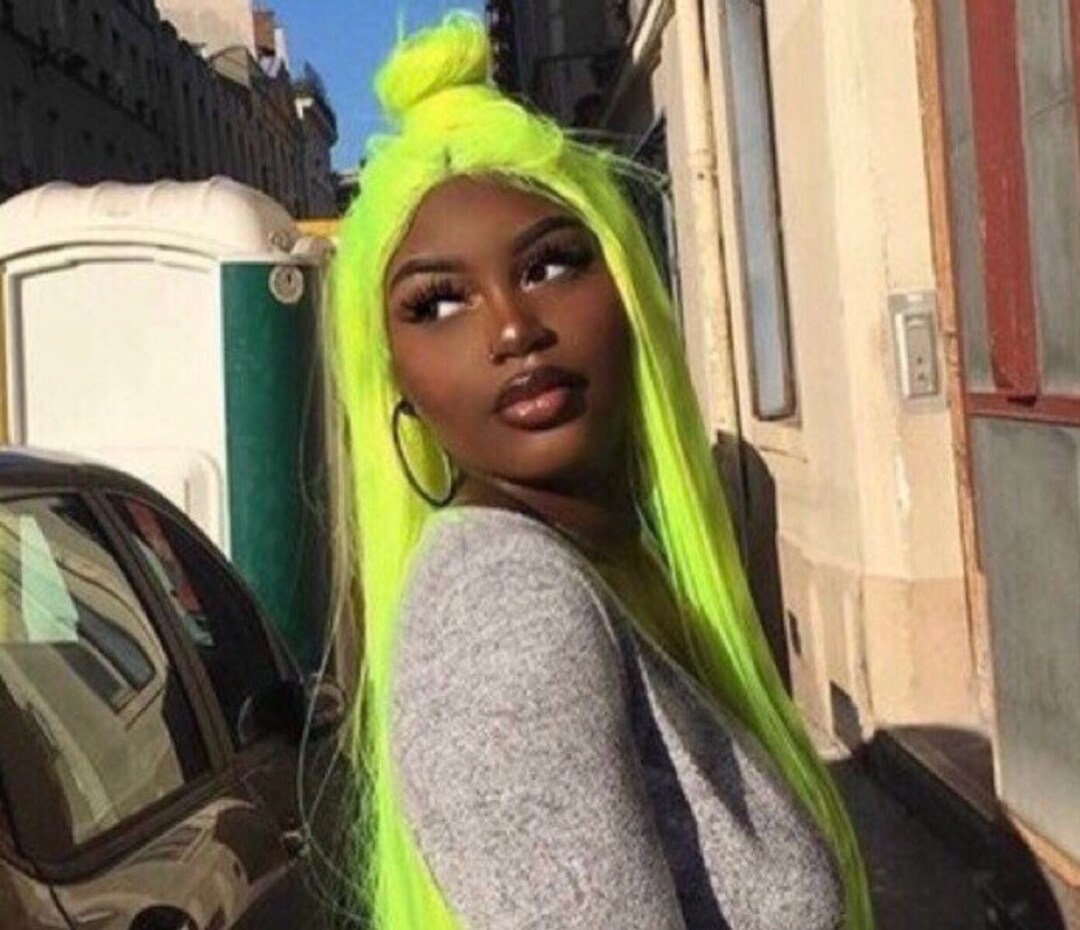 Flirty Flick Neon Green Wig main image 1