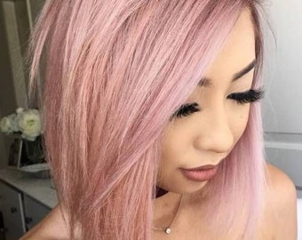 PINK Ombré Straight bob short Lace front wig *NEW*