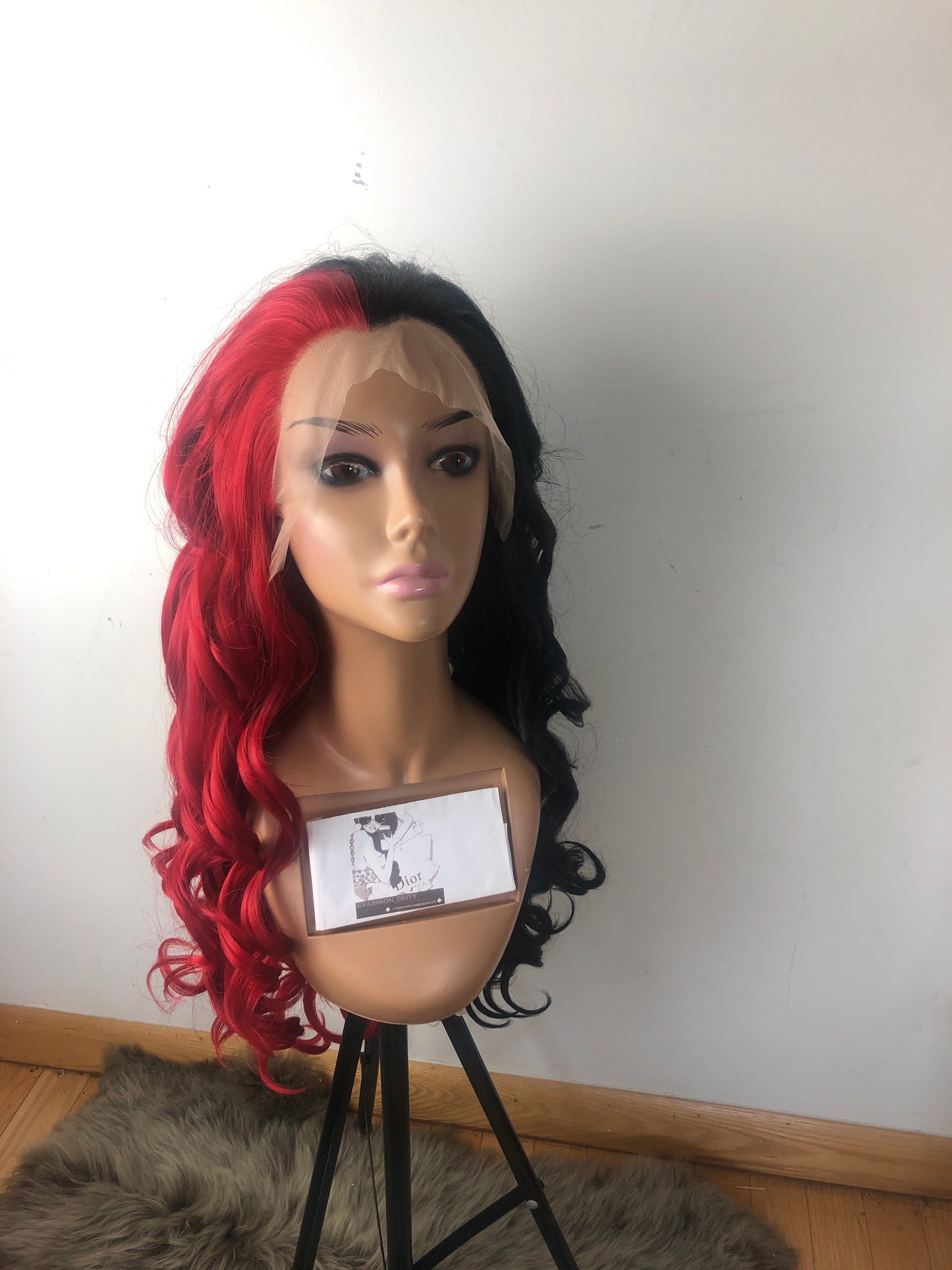 24 Red & Black 2 Tone Split Dye Lace Front Wig . Arrives New Etsy