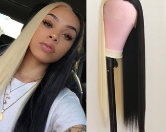 22” Blonde & black straight split dye lace front wig *NEW*