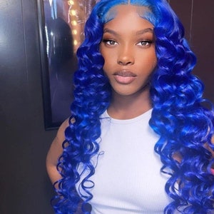 Blue clearance wig etsy