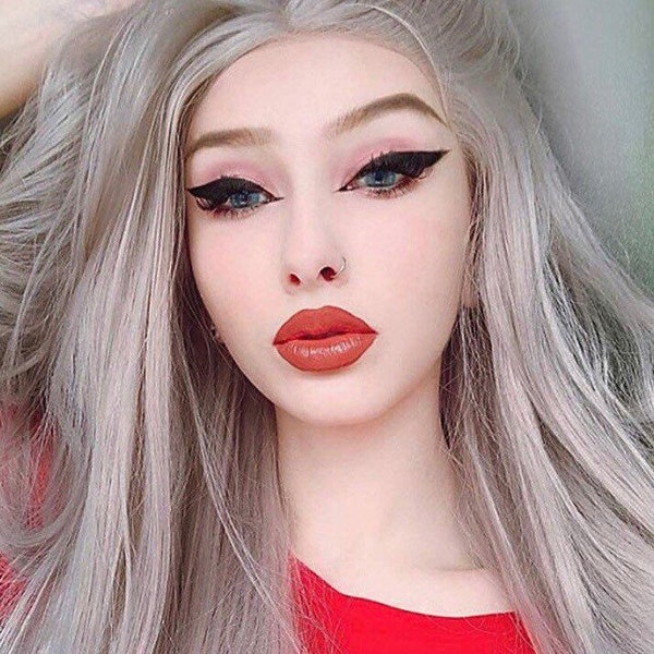 22” GREY silver natural straight lace front wig for beautiful woman *NEW*