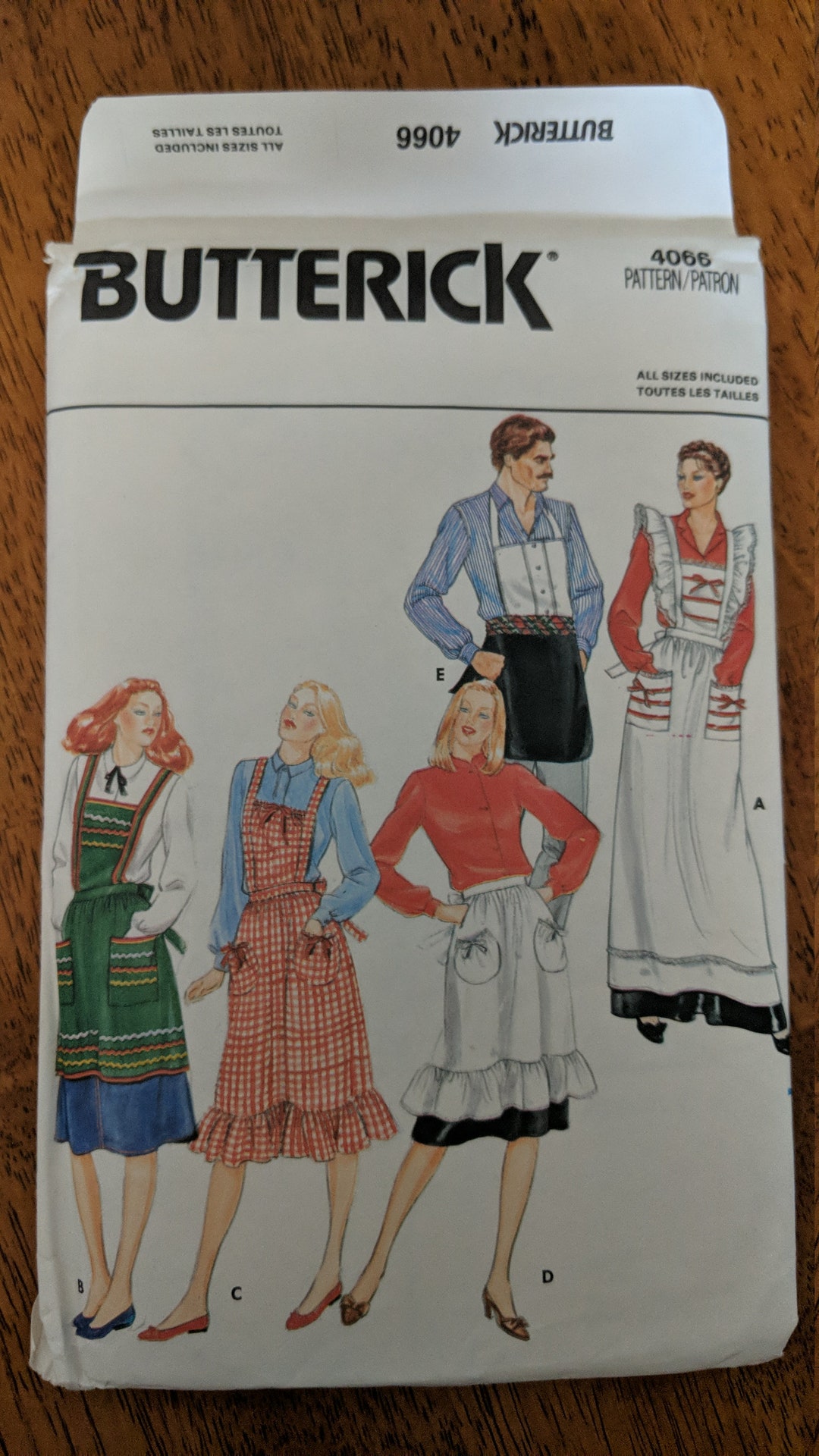 Style 4066 Pattern Butterick Sewing Pattern 4066 Dressmaking Pattern for Apron - Etsy