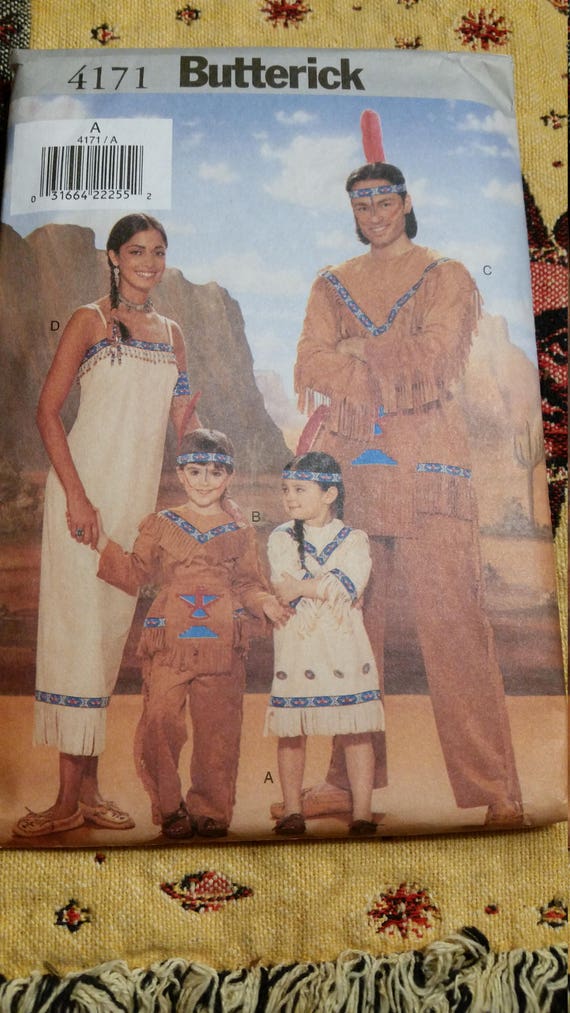 Native American Costume Pattern Butterick 4171 Halloween Etsy