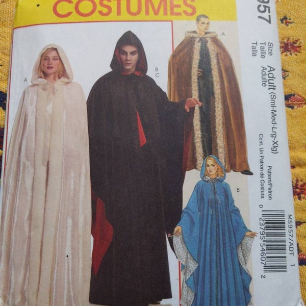 Halloween costume sewing pattern easy Mccalls M5997 loose fitting cape