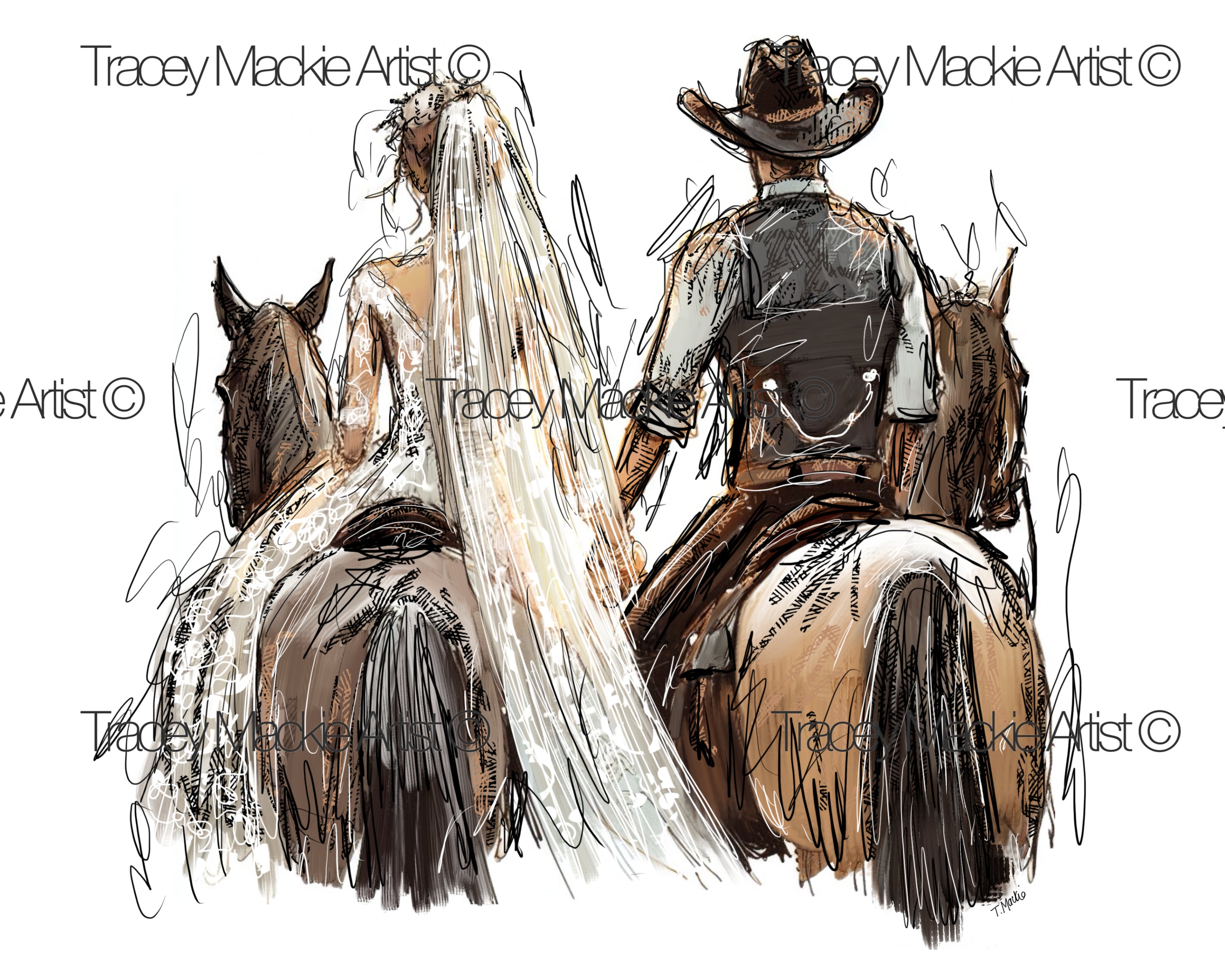 Bride Roping Her Groom Figurine - Western Theme main image 1