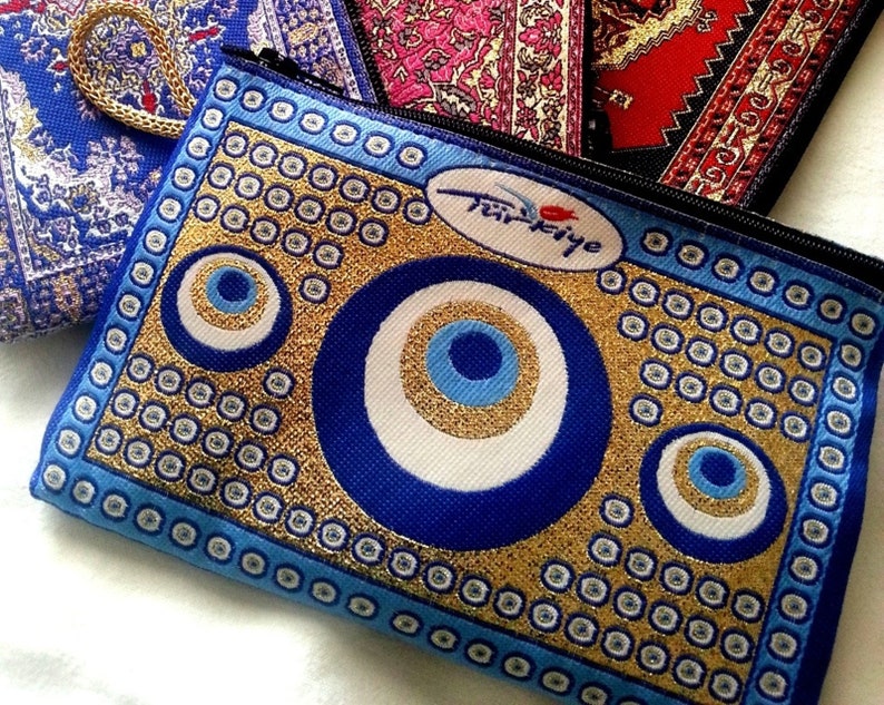 Evil Eye Turkish Coin Purse,Kilim Bag,Zippered,Pouch,Wallet,Cell Phone Holder,Monedero Turco,T\u00fcrkischer Geldbeutel,Porte Monnaie