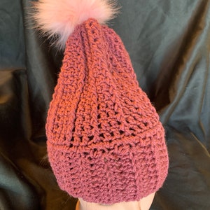 Aran chunky wool Sophia faux fur pom hat READY TO SHIP