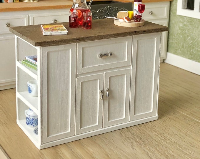 Dollhouse Kitchen Island, Miniature Kitchen Island, 112 Scale