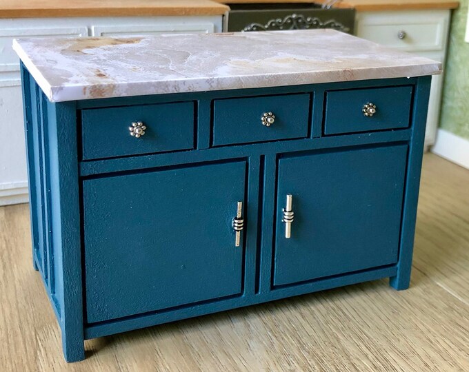 112 Scale Dollhouse Kitchen Island, Miniature Kitchen Island