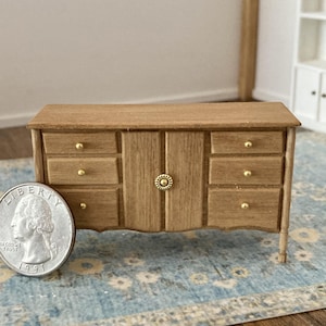 1:24 Scale Dollhouse Dresser, Half Scale Dresser, Chest of Drawers, Miniature Dresser, Bureau, Dollhouse Dresser, Half Scale Furniture