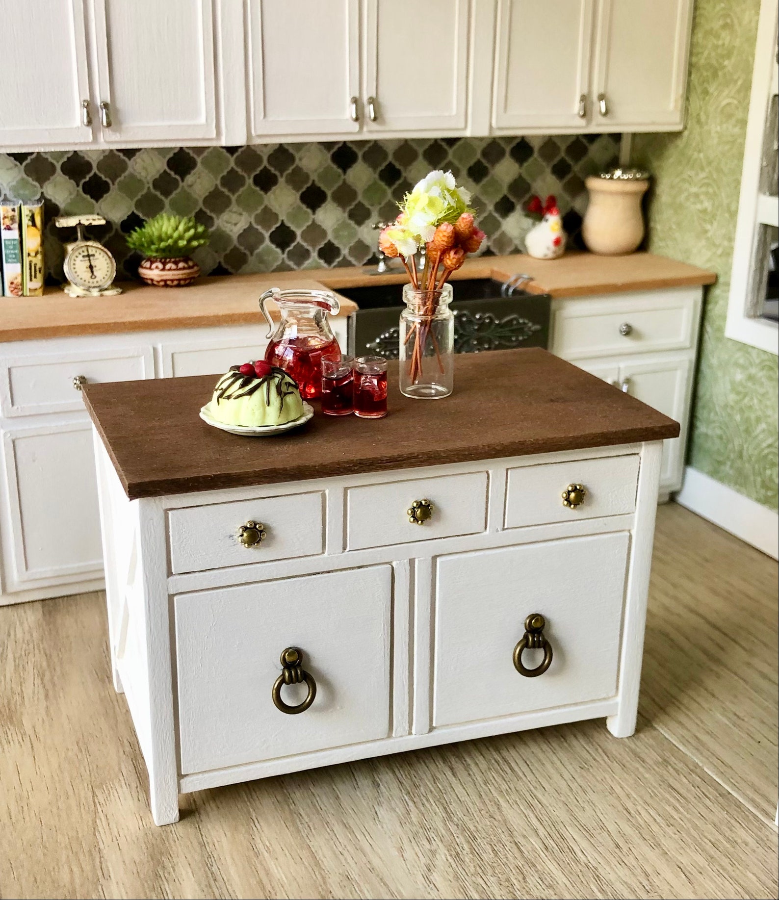 112 Scale Dollhouse Kitchen Island Farmhouse Island Kitchen Etsy