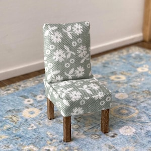 1:24 Scale Dollhouse Chair, Half Scale Parson Chair, Upholstered Chair, Mini Desk Chair, Half Scale Chair, Dining Chair, Mini Floral Chair