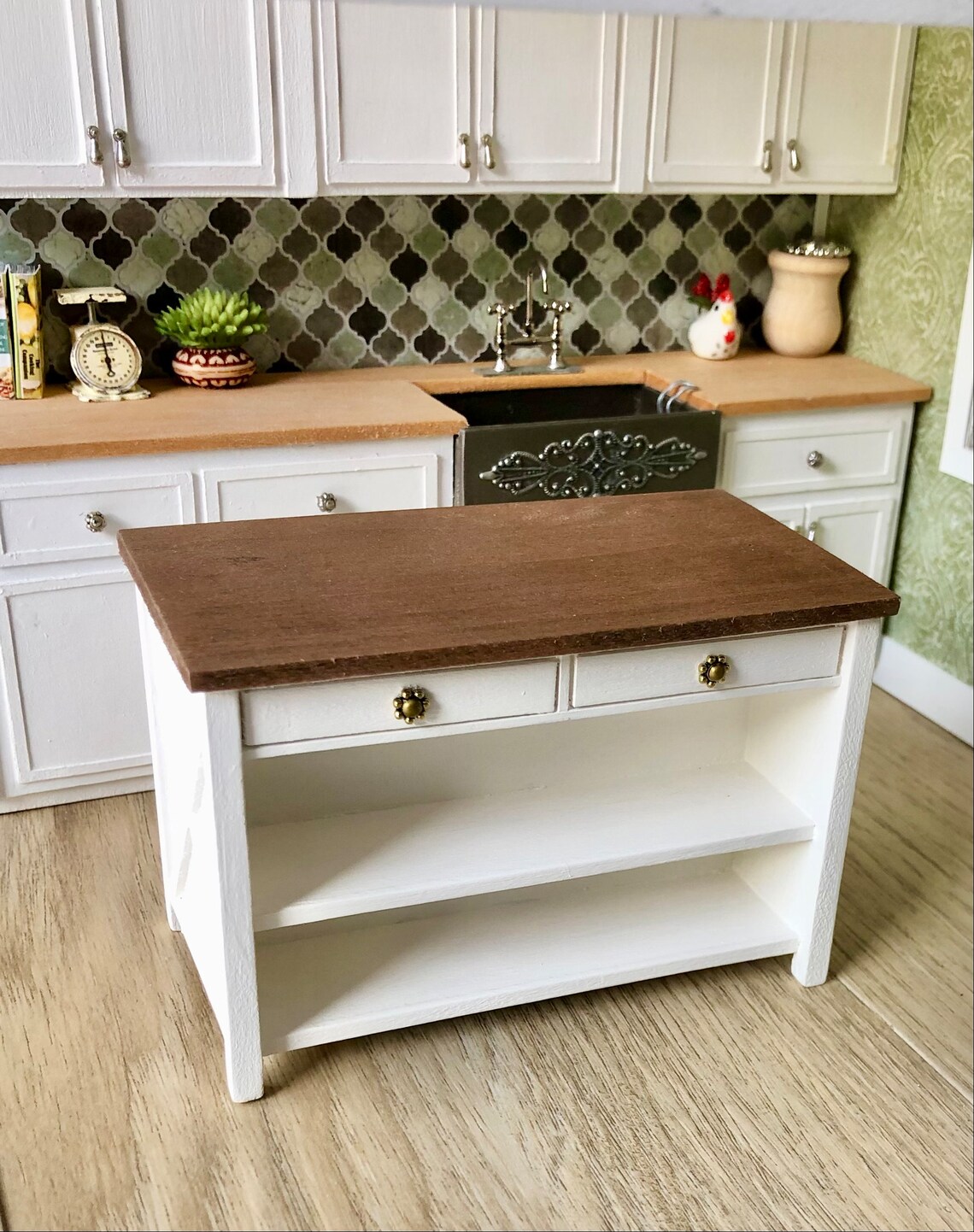 112 Scale Dollhouse Kitchen Island Farmhouse Island Kitchen Etsy
