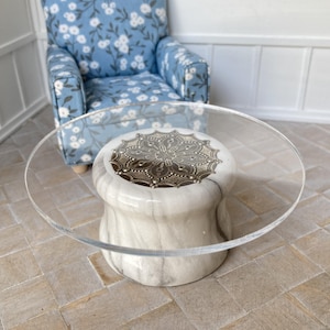 1:12 Scale Coffee Table, Dollhouse Coffee Table, Miniature Coffee Table, Beachy, Coastal, Miniature Round Table, Dollhouse Cocktail Table