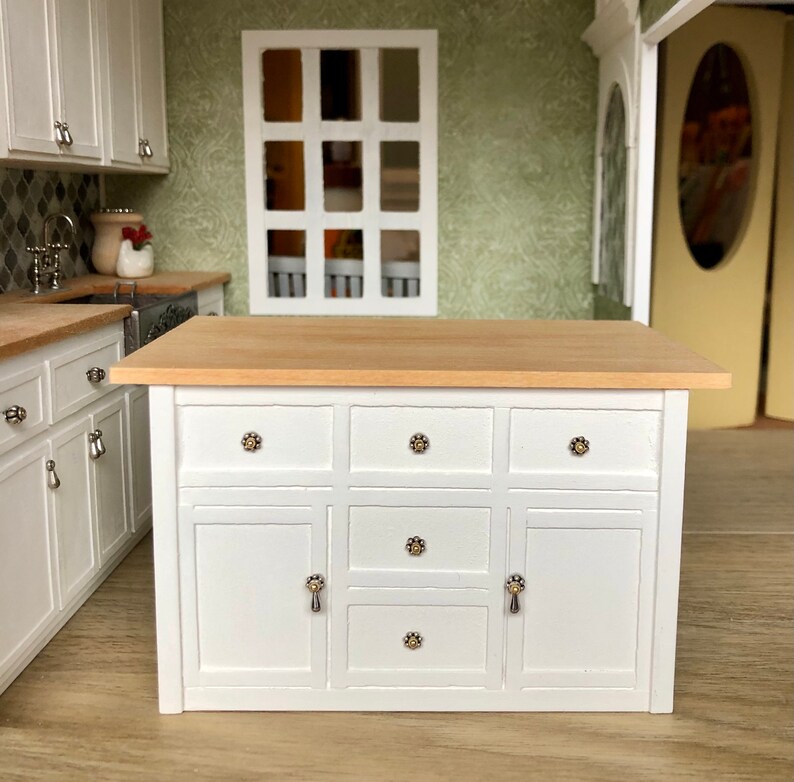 112 Scale Dollhouse Kitchen Island Miniature Kitchen Etsy