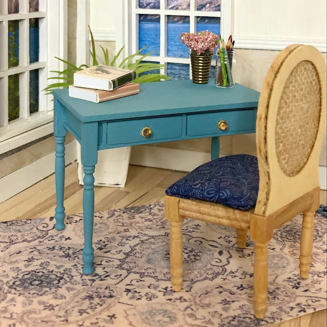 112 Scale Dollhouse Desk Miniature Writing Desk Miniature Etsy