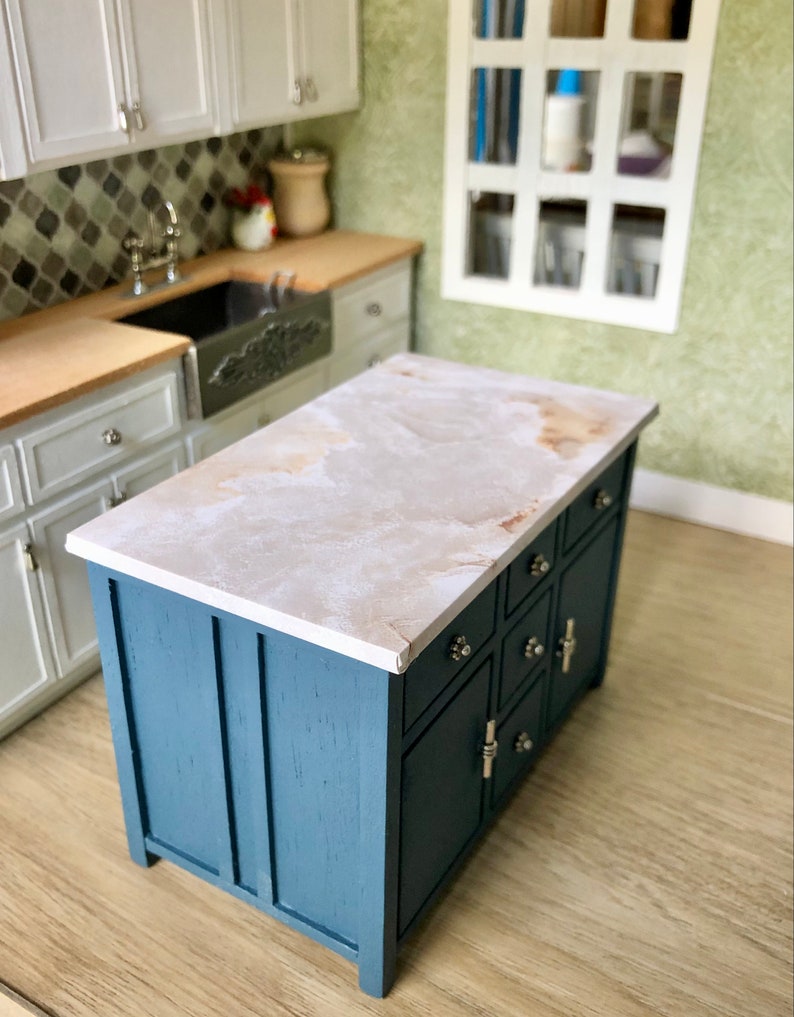 112 Scale Dollhouse Kitchen Island Miniature Kitchen Island Etsy