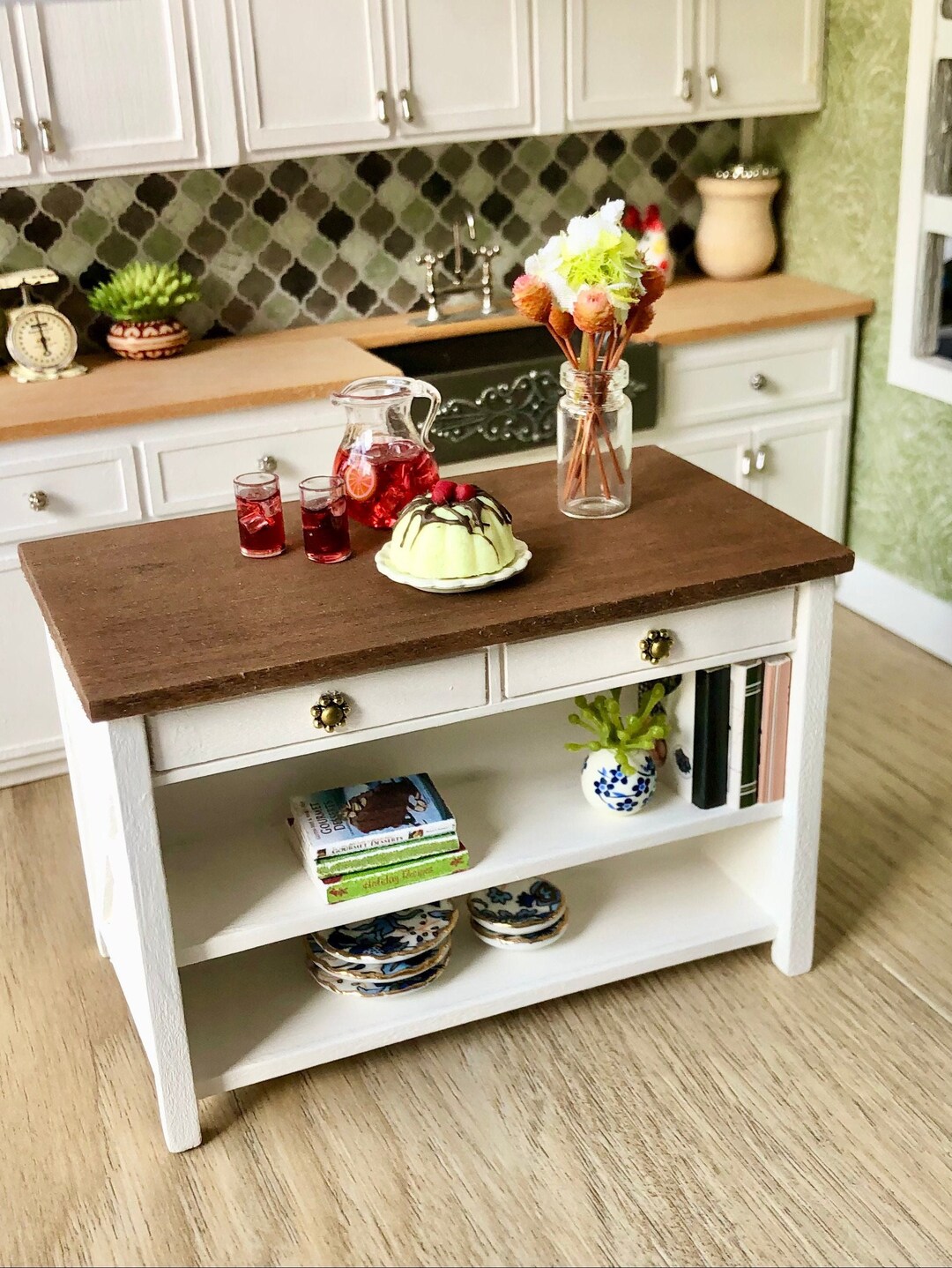 112 Scale Dollhouse Kitchen Island Farmhouse Island Kitchen Etsy