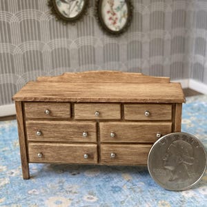 1:24 Scale Dollhouse Dresser, Half Scale Dresser, Chest of Drawers, Miniature Dresser, Bureau, Dollhouse Dresser, Half Scale Furniture