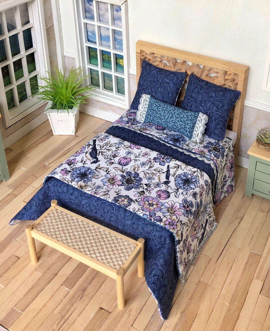 112 Scale Dollhouse Bedding Dollhouse Bedspread Bed N' Etsy