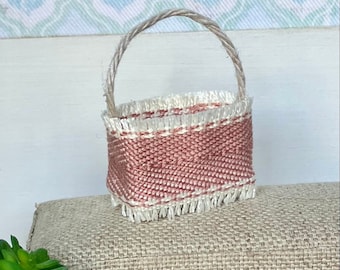 Bolso de playa para casa de muñecas a escala 1:12, bolso en miniatura con flecos rosas
