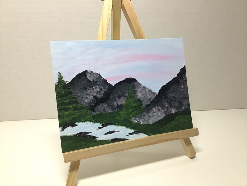 Spring mountain landscape original acrylic painting