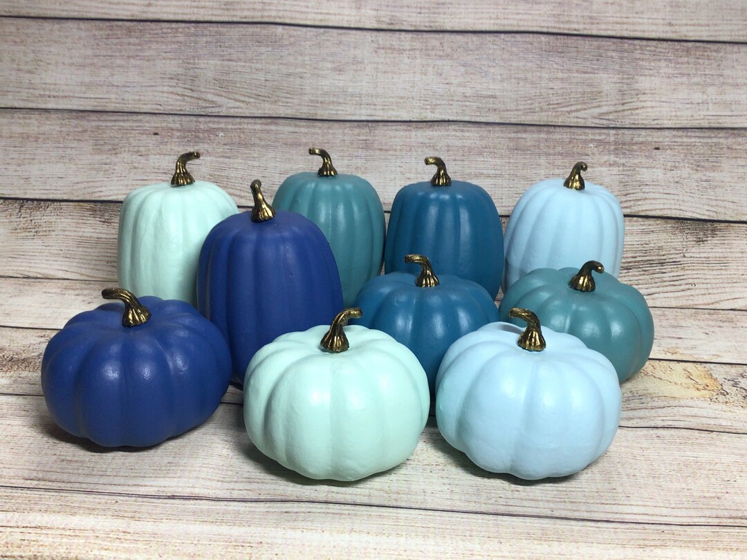 Coastal Blue Pumpkin Decor, Mix Match 2 Sizes & 5 Color Options to