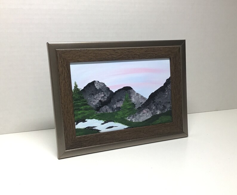 Spring mountain landscape original acrylic painting