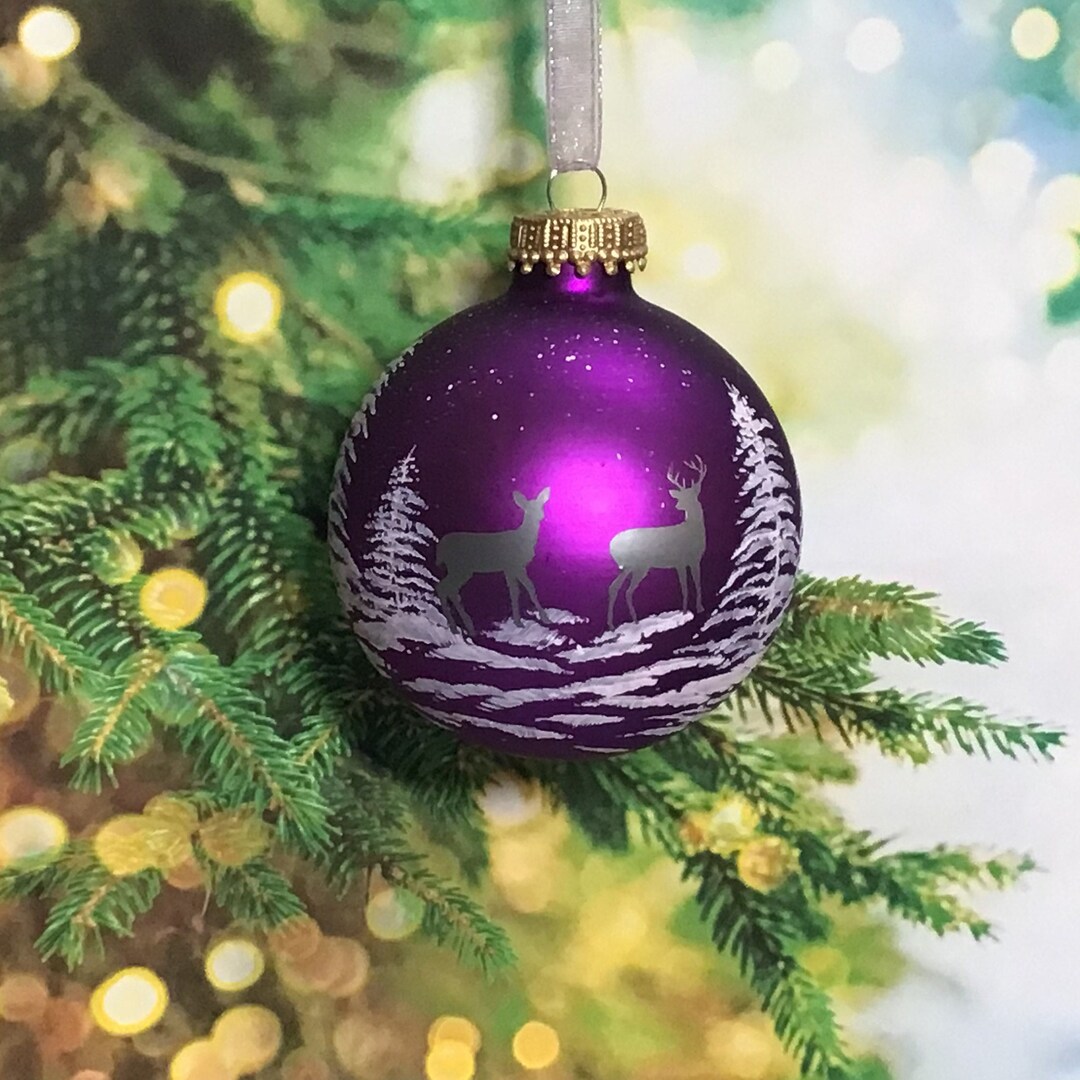 Purple - Deer - Hand Embroidered Felt Christmas Decor Ornament 27 main image 1