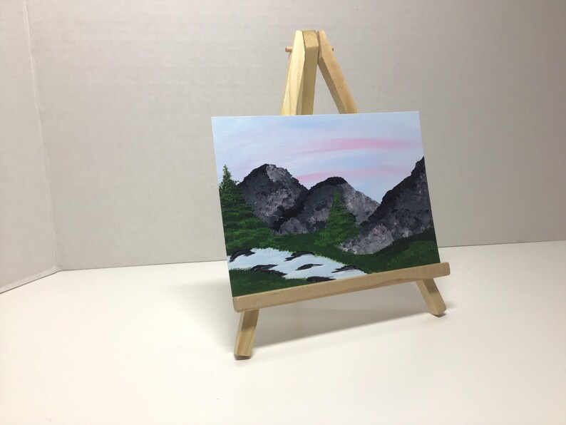 Spring mountain landscape original acrylic painting