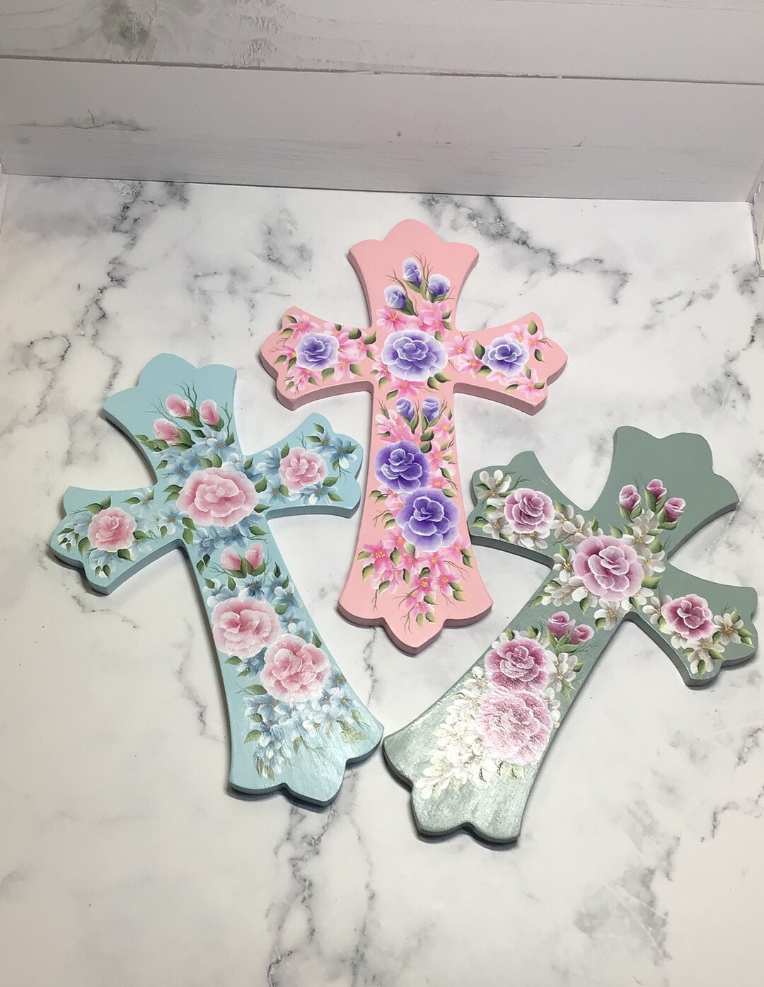 Painted Wooden Easter Cross Wall Decor or Door Hanger With Etsy