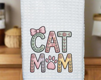 Cat Mom Kitchen Towel | Vintage Cat Gift | Mother's Day Cat Mama Idea