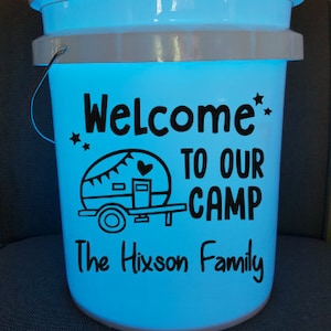 Welcome to Our Camp Vinyl Decal, personalized camping rv decal - vinyl camp bucket light decal - camping decal - RV sticker, campsite decor