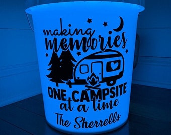 Making Memories Retro Camper Vinyl Decal - Camping Bucket Decal - RV decal, Rpod decal, Camper Door Decal, Camp Decal - Light Bucket Decal