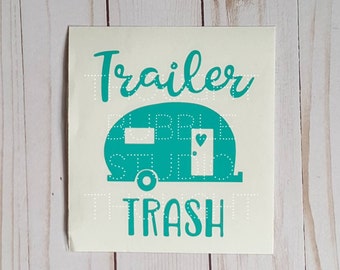 Trailer trash camper decal - retro rv sticker - vinyl trash can decal - RV decal sticker- campsite decor - camper decor - trailer decal
