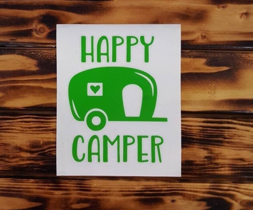 Happy Camper Decal - Retro RV Decal - Vinyl Camping Decal - RV Decor ...