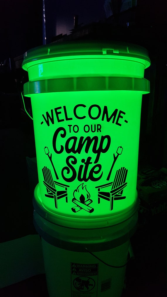 Welcome to Our Campsite Vinyl Decal Camping Light Bucket Decal RV Decal,  Camping Decor, Light Bucket Decal 