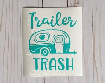 Trailer Trash Vinyl Camper Decal | Camping Trash Can Decal | Cute RV Decal | RV Camper Decor | Rpod Trash Bin Decal