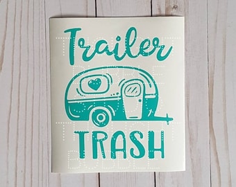 Trailer Trash Vinyl Camper Decal | Camping Trash Can Decal | Cute RV Decal | RV Camper Decor | Rpod Trash Bin Decal