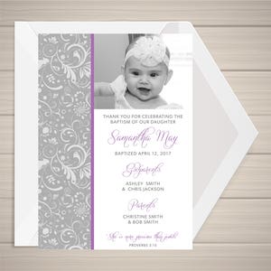 Baby doop doop dank u kaarten met foto personaliseren geweldig om een rozenkrans te houden